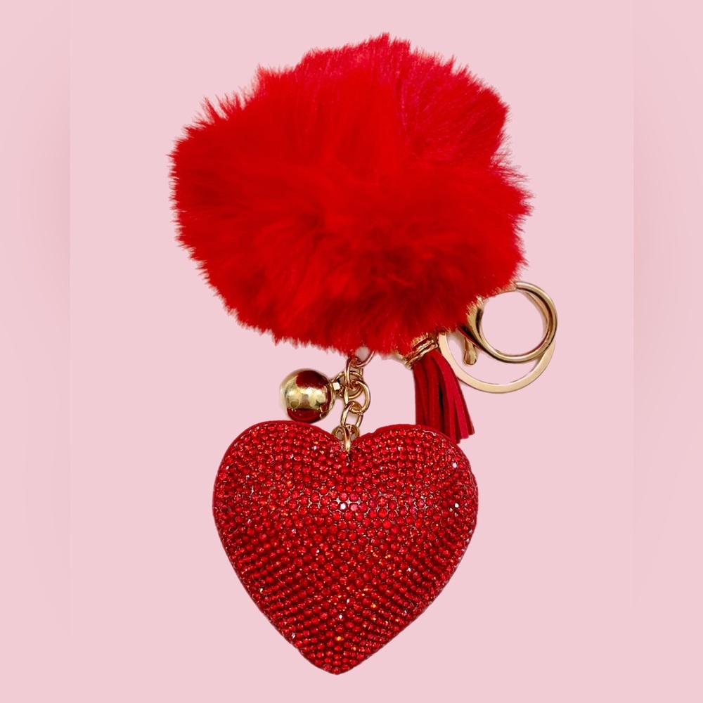 New Heart Pom Pom keychain